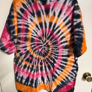 Men's Tie-Dye Short Sleeve Shirt - Orange, Pink, Black